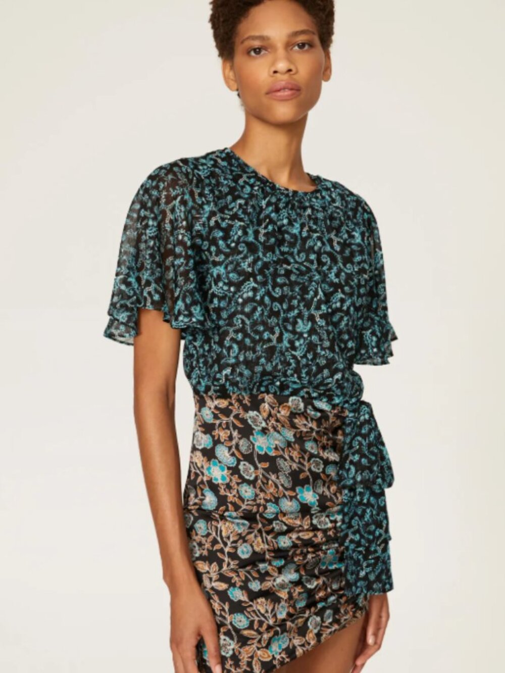 MISA Los Angeles Talia Mixed Print Dress Fall Floral Girlhoodcore Sz S NWT